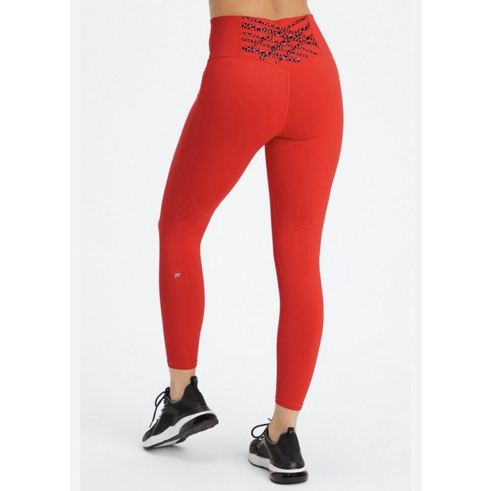Fabletics Boost Powerhold High Waisted 7/8 Legging Electric Cherry Mini Leopard